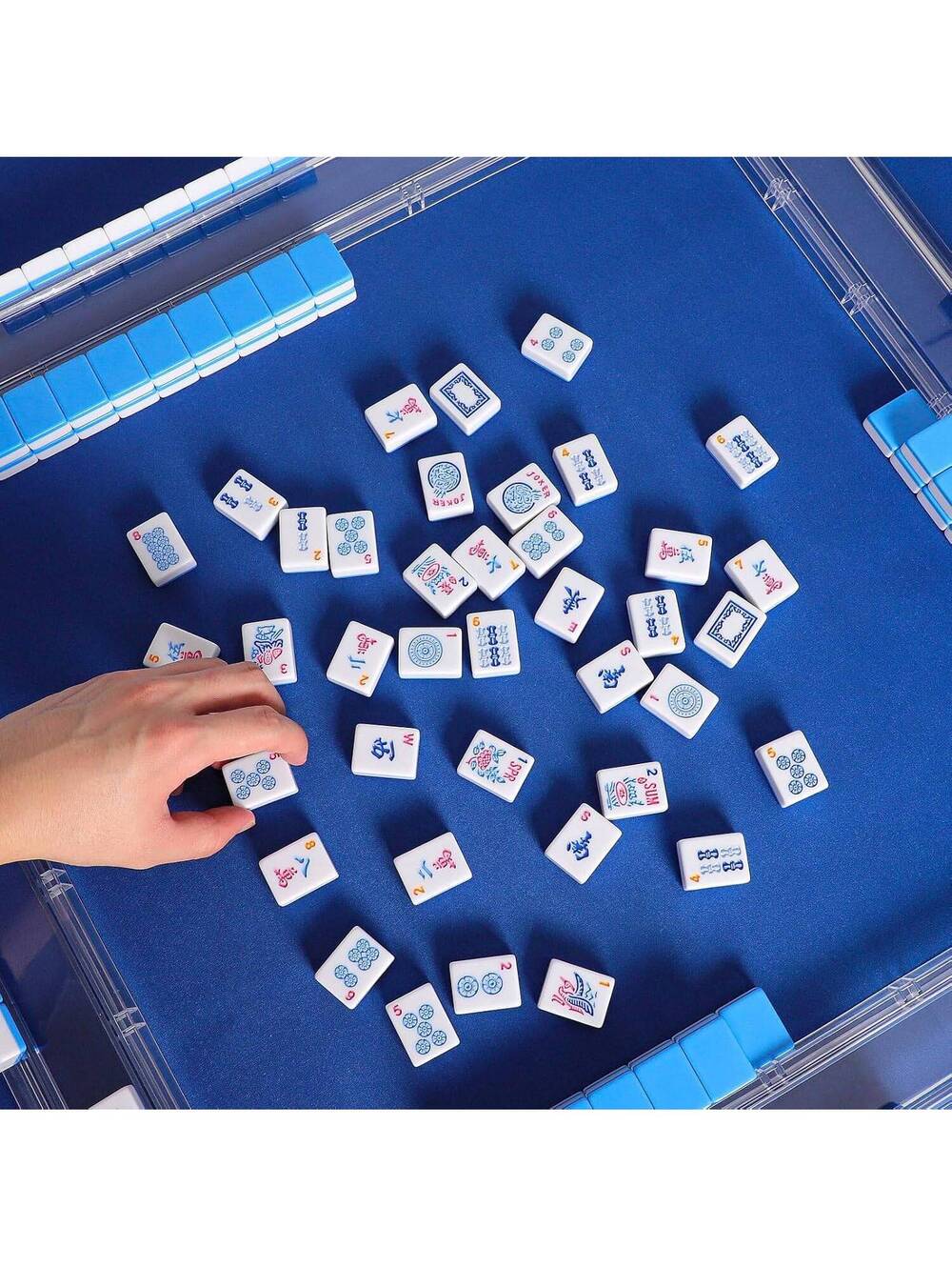 American Mahjong Tiles Set - 166pcs Blue Melamine Tiles, 1.2” Standard Size - Picture 9 of 11